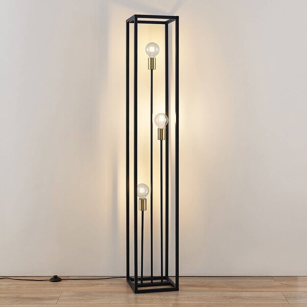 Lampa stojąca Tiliane Lindby, czarny, salon / jadalnia, metal, nowoczesny