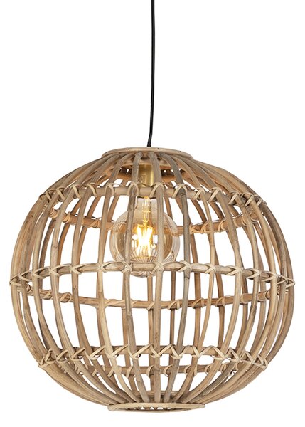 Rustykalna lampa wisząca naturalna bambus - Cane Ball 50 Oswietlenie wewnetrzne