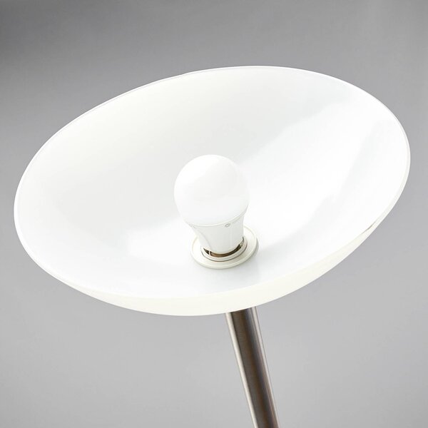 Lampa podłogowa Lindby Elaina, lampka do czytania, kolor niklowy, 180 cm, E27 Elaina, aluminiowy / szary / cynkowy, salon / jadalnia, metal, nowoczesny