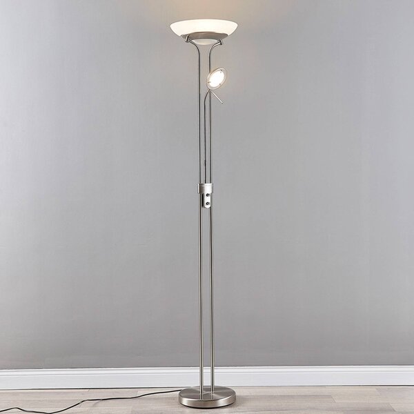 Lampa stojąca LED Yveta Lindby, możliwość ściemniania, aluminiowy / szary / cynkowy, salon / jadalnia, metal, nowoczesny