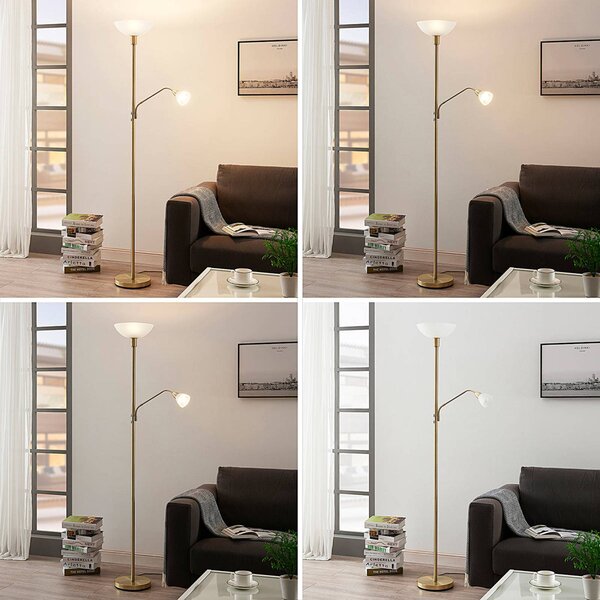 Lampa stojąca Jost Lindby, mosiężny / złoty, salon / jadalnia, metal