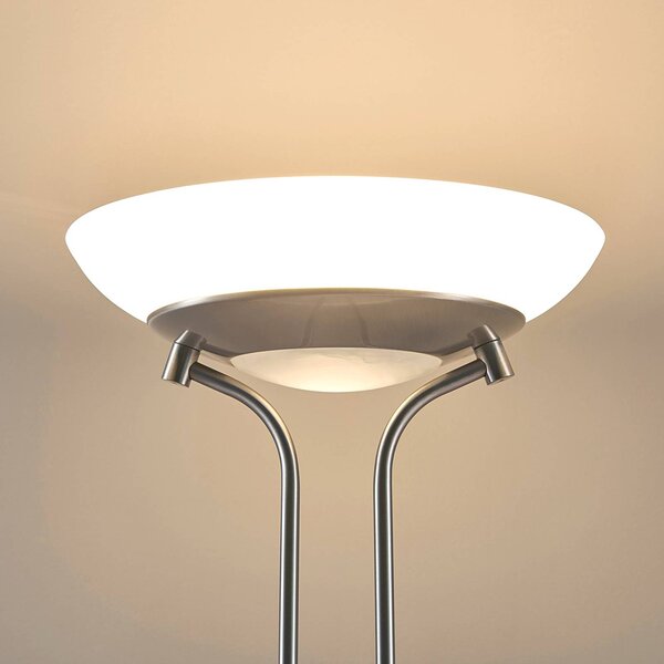 Lampa stojąca LED Yveta Lindby, możliwość ściemniania, aluminiowy / szary / cynkowy, salon / jadalnia, metal, nowoczesny