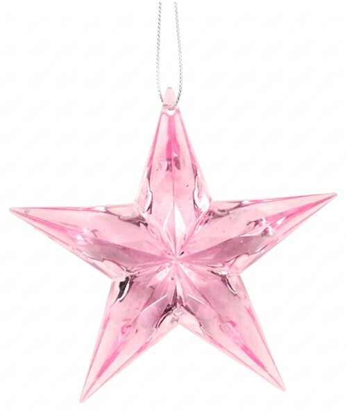 Ozdoba świąteczna DIAMOND STAR 9 cm, różowa