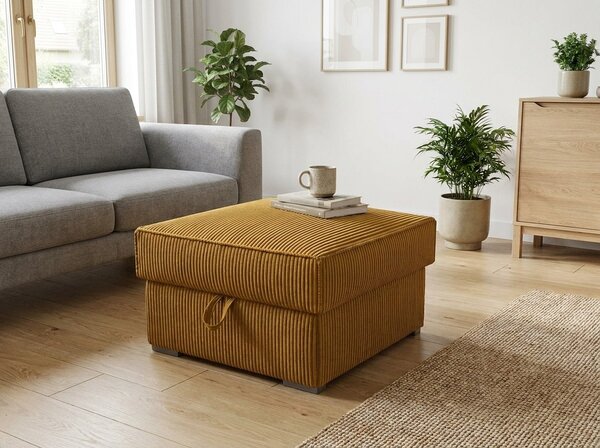 Taboret SMART COSARO XL z miejscem do przechowywania 71x71 cm, musztardowy