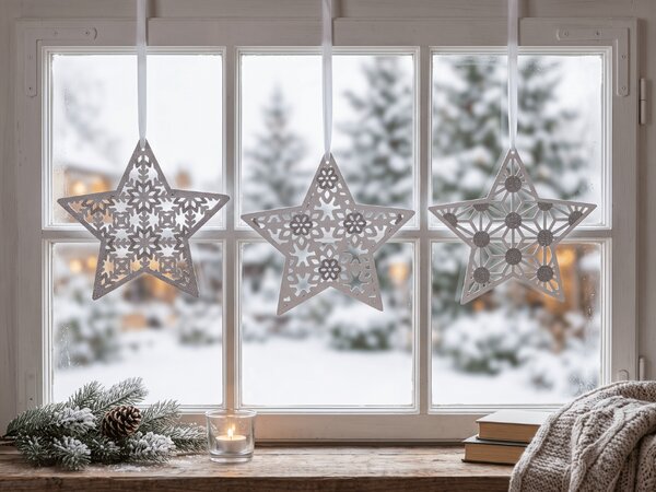 Świąteczna wisząca gwiazda GLITTER STAR 22 cm, biała