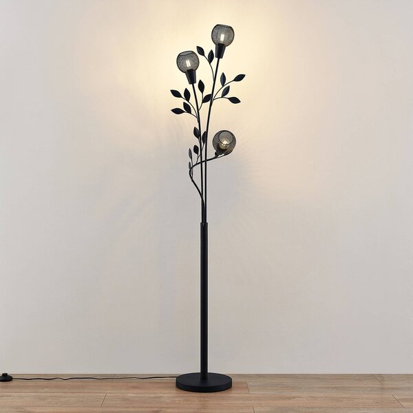 Lampa stojąca Kanye Lindby, czarny, salon / jadalnia, metal, florentyński
