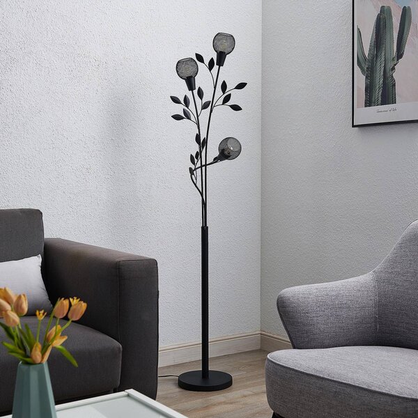 Lampa stojąca Kanye Lindby, czarny, salon / jadalnia, metal, florentyński