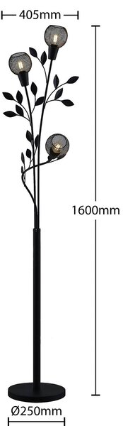 Lampa stojąca Kanye Lindby, czarny, salon / jadalnia, metal, florentyński