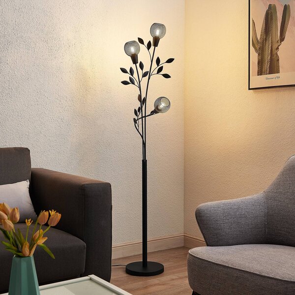 Lampa stojąca Kanye Lindby, czarny, salon / jadalnia, metal, florentyński