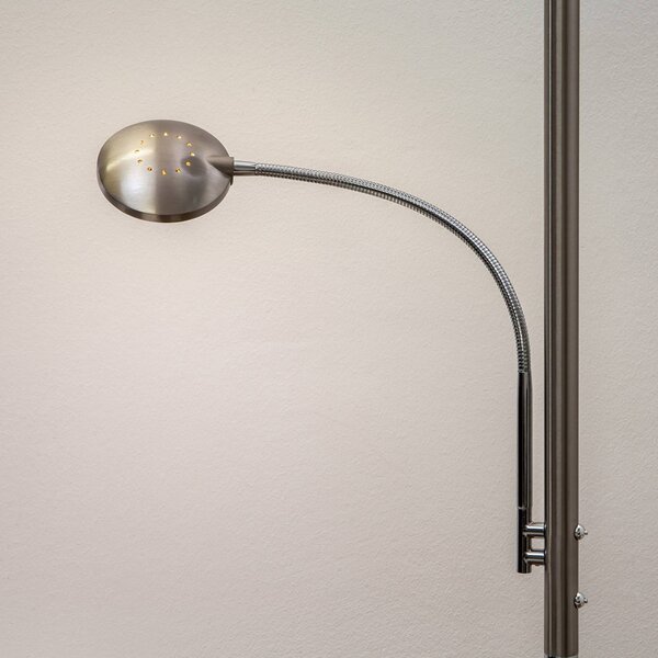 Lampa stojąca LED MALEA Lindby, możliwość ściemniania, aluminiowy / szary / cynkowy, salon / jadalnia, metal, nowoczesny