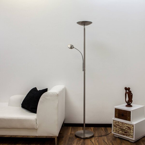 Lampa stojąca LED MALEA Lindby, możliwość ściemniania, aluminiowy / szary / cynkowy, salon / jadalnia, metal, nowoczesny