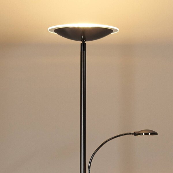 Lampa stojąca LED MALEA Lindby, możliwość ściemniania, aluminiowy / szary / cynkowy, salon / jadalnia, metal, nowoczesny