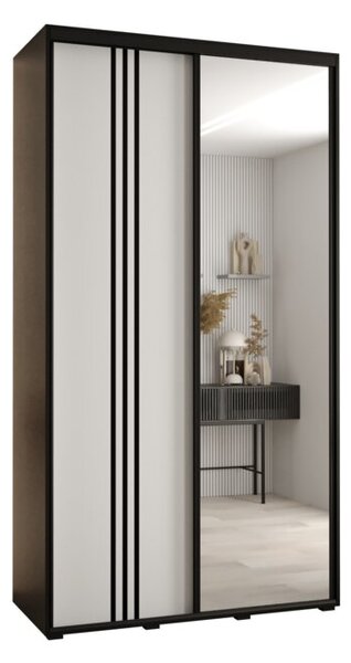 Szafa przesuwna wysoka Davos 7 130, gł. 45 cm czarny + biały + czarny