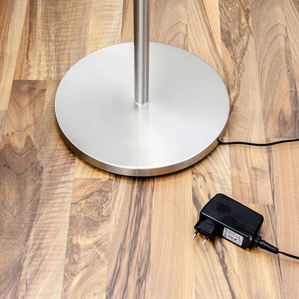 Lampa stojąca LED MALEA Lindby, możliwość ściemniania, aluminiowy / szary / cynkowy, salon / jadalnia, metal, nowoczesny
