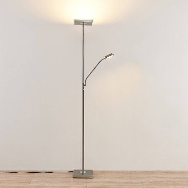 Lampa stojąca LED Sumani Lindby, możliwość ściemniania, aluminiowy / szary / cynkowy, salon / jadalnia, metal, nowoczesny