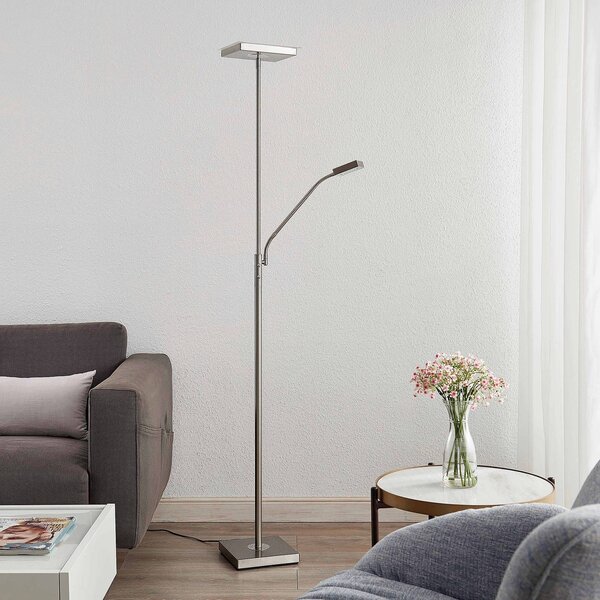 Lampa stojąca LED Sumani Lindby, możliwość ściemniania, aluminiowy / szary / cynkowy, salon / jadalnia, metal, nowoczesny