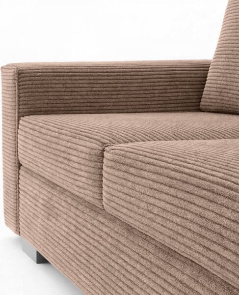 Sofa z Funkcją Spania DRAVOS Ciemnobeżowa Sztruksowa Nowoczesna