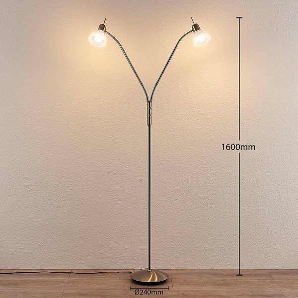 Lampa stojąca Gwendolin Lindby, aluminiowy / szary / cynkowy, salon / jadalnia, metal, nowoczesny