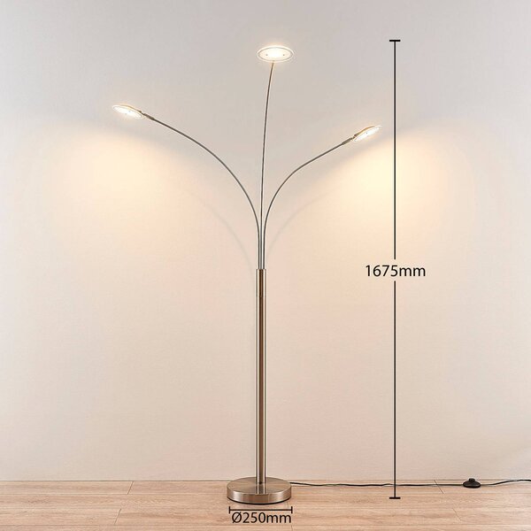 Lampa stojąca LED Anea Lindby, aluminiowy / szary / cynkowy, salon / jadalnia, metal, nowoczesny