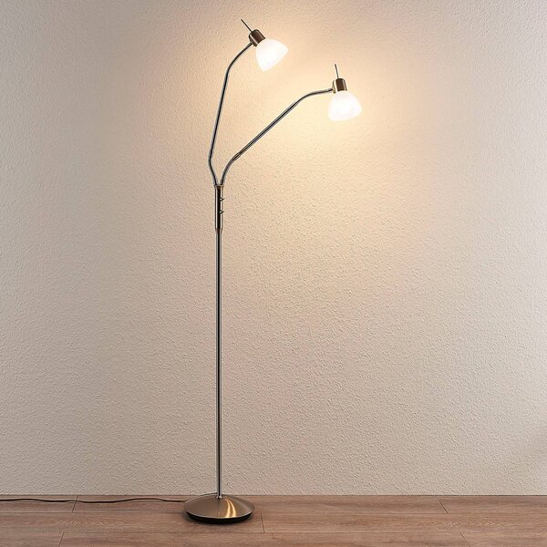 Lampa stojąca Gwendolin Lindby, aluminiowy / szary / cynkowy, salon / jadalnia, metal, nowoczesny