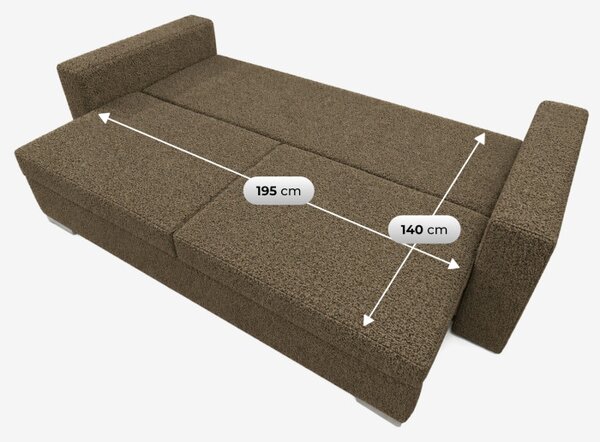 Sofa z Funkcją Spania DRAVOS Brązowa Boucle Nowoczesna