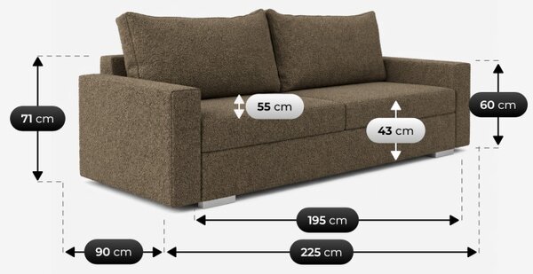 Sofa z Funkcją Spania DRAVOS Brązowa Boucle Nowoczesna