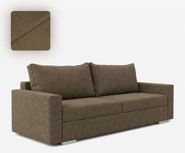 Sofa z Funkcją Spania DRAVOS Brązowa Boucle Nowoczesna
