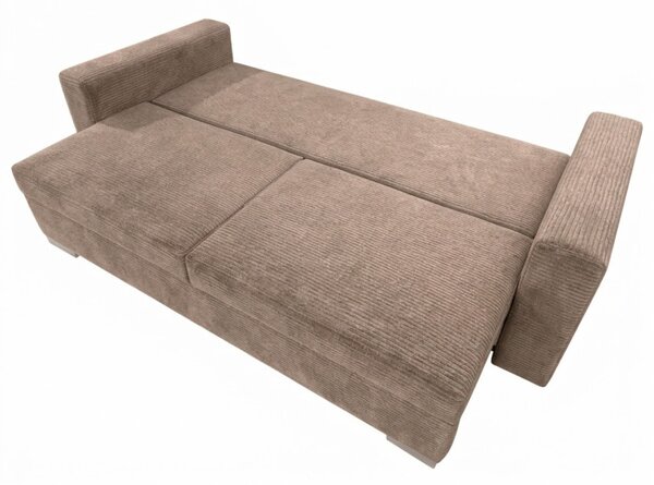 Sofa z Funkcją Spania DRAVOS Ciemnobeżowa Sztruksowa Nowoczesna