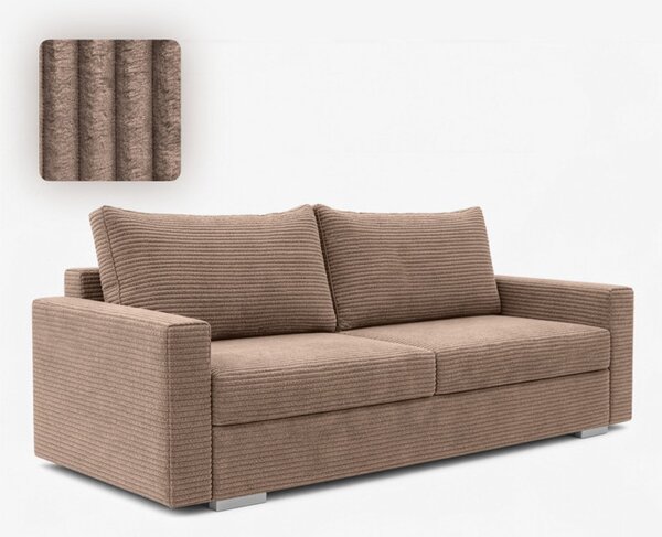 Sofa z Funkcją Spania DRAVOS Ciemnobeżowa Sztruksowa Nowoczesna