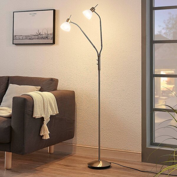 Lampa stojąca Gwendolin Lindby, aluminiowy / szary / cynkowy, salon / jadalnia, metal, nowoczesny