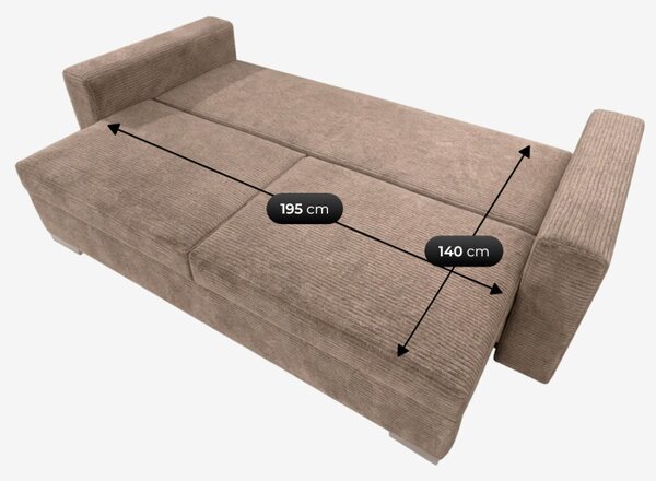 Sofa z Funkcją Spania DRAVOS Ciemnobeżowa Sztruksowa Nowoczesna