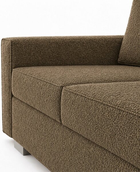 Sofa z Funkcją Spania DRAVOS Brązowa Boucle Nowoczesna