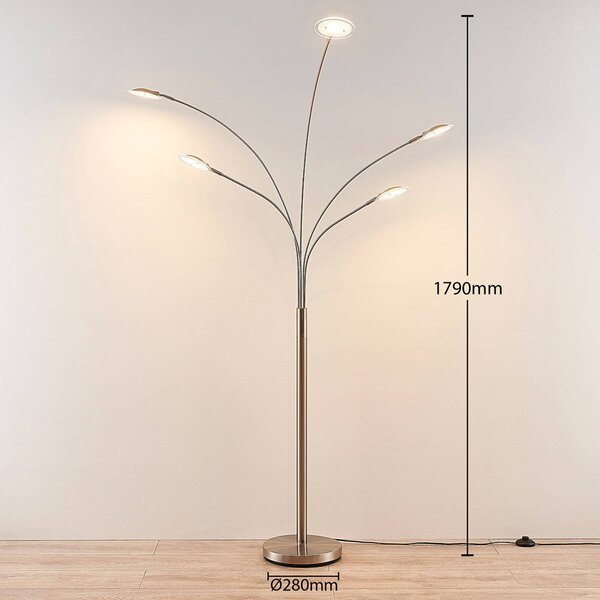 Lampa stojąca LED Anea Lindby, aluminiowy / szary / cynkowy, salon / jadalnia, metal, nowoczesny