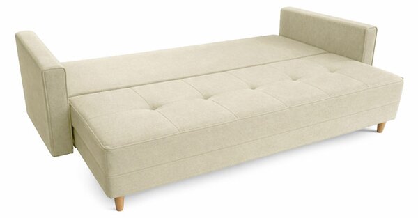 Sofa z Funkcją Spania LONAR Kremowa Welurowa Nowoczesna