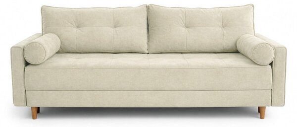 Sofa z Funkcją Spania LONAR Kremowa Welurowa Nowoczesna