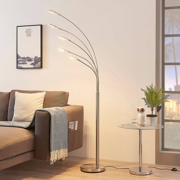 Lampa stojąca LED Anea Lindby, aluminiowy / szary / cynkowy, salon / jadalnia, metal, nowoczesny