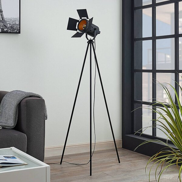Lampa stojąca Devon Lindby, czarny, salon / jadalnia, metal, nowoczesny