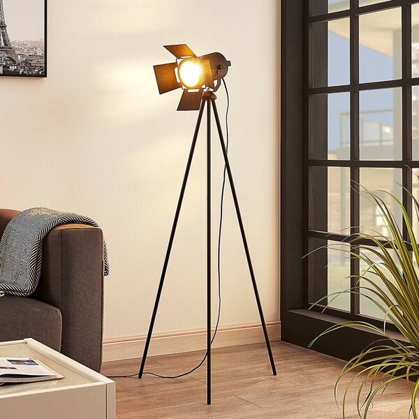 Lampa stojąca Devon Lindby, czarny, salon / jadalnia, metal, nowoczesny