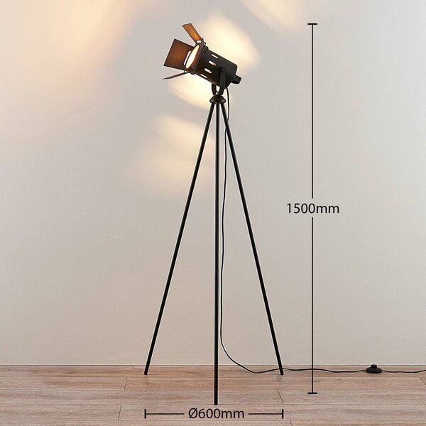 Lampa stojąca Devon Lindby, czarny, salon / jadalnia, metal, nowoczesny