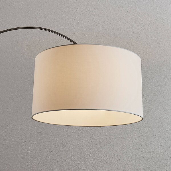 Lampa łukowa - lampa stojąca Belinda Lindby, aluminiowy / szary / cynkowy, salon / jadalnia, tkanina / materiał / jedwab, nowoczesny