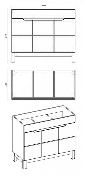 Szafka łazienkowa z umywalką 100 cm S3-L42
