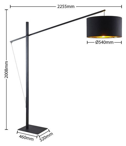 Lampa łukowa - lampa stojąca Mossa Arcchio, czarny, salon / jadalnia, metal, nowoczesny