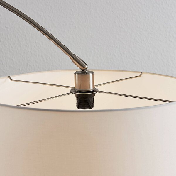 Lampa łukowa - lampa stojąca Belinda Lindby, aluminiowy / szary / cynkowy, salon / jadalnia, tkanina / materiał / jedwab, nowoczesny
