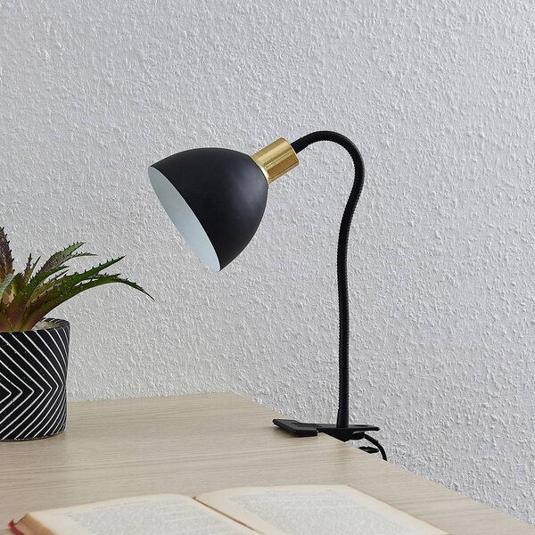 Lampka z klipsem Genora Lindby, czarny, salon / jadalnia, metal, nowoczesny