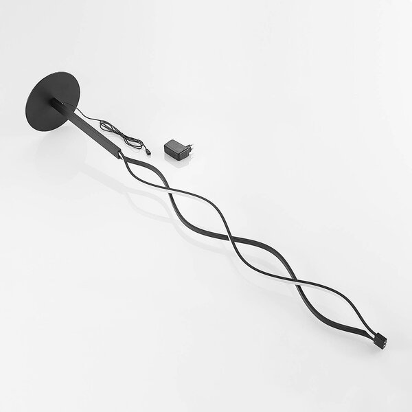 Lampa stojąca LED Welina Lindby, możliwość ściemniania, czarny, salon / jadalnia, metal, nowoczesny