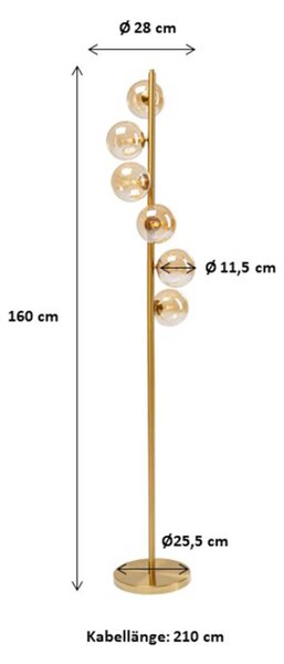 KARE Lampa stojąca designerska Scala Balls, mosiężny / złoty, salon / jadalnia, design