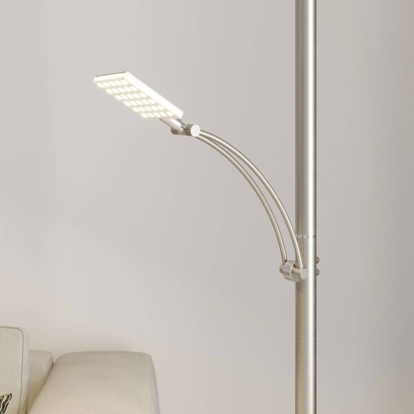 Lampa stojąca LED Parthena Lucande, możliwość ściemniania, aluminiowy / szary / cynkowy, salon / jadalnia, metal, nowoczesny