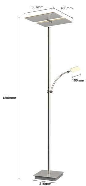Lampa stojąca LED Parthena Lucande, możliwość ściemniania, aluminiowy / szary / cynkowy, salon / jadalnia, metal, nowoczesny
