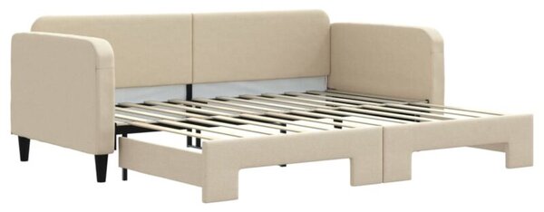 Sofa rozsuwana, kremowa, 90x200 cm, tkanina