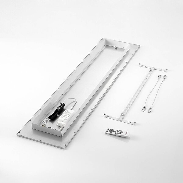 Inteligentna lampa sufitowa Kjetil Lindby, możliwość ściemniania, aluminiowy / szary / cynkowy, biuro, aluminium, nowoczesny